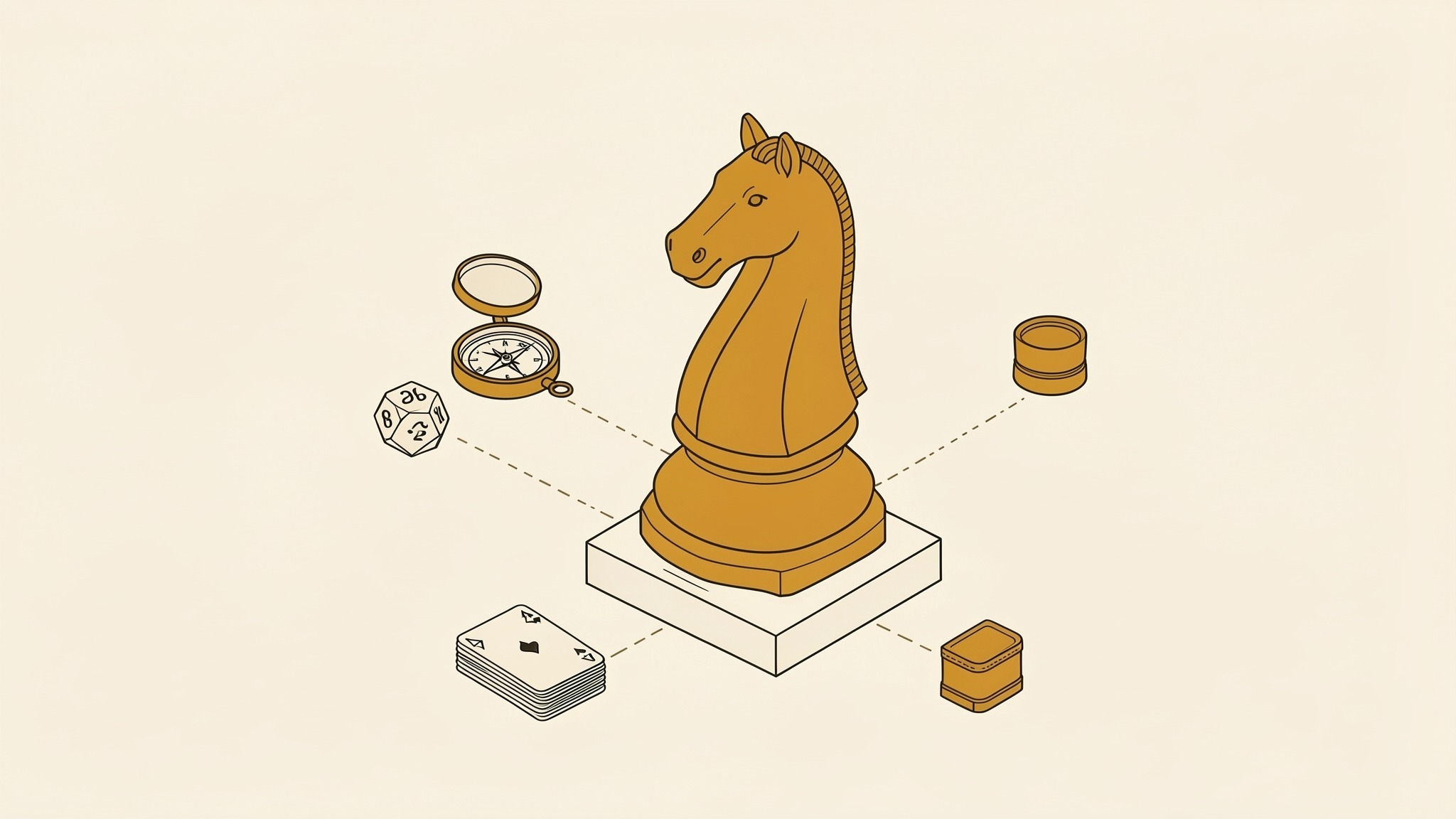 An isometric illustration of a chess knight standing on its base